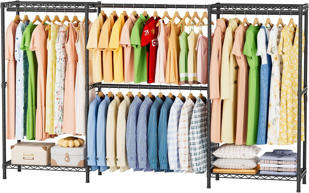 Heavy Duty Portable Closet Metal Clothes Racks Wardrobe with Shelf
