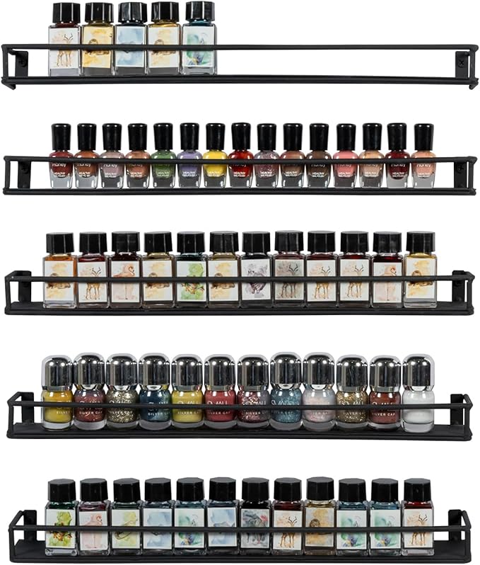 MyGift 16 Inch Wall Mounted Black Metal Nail Polish and Essential Oil Display by MyGiftHome