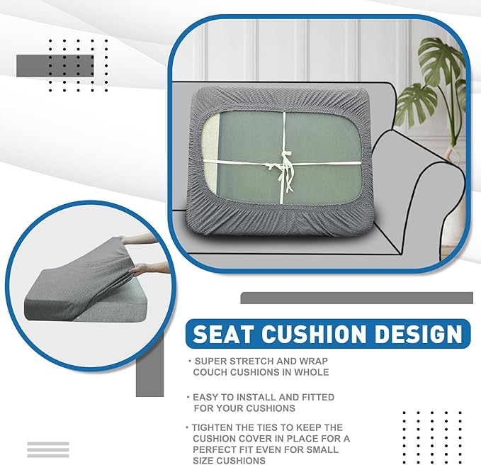 XINEAGE Large Couch Cushion Covers Seat Cushion Cover Thick Stretch Sofa - Image 6
