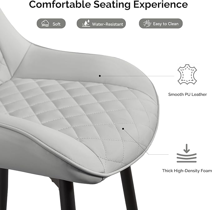 Dining Chair Set of 2, Modern Dining Chairs with Thick Cushions, Faux Leather...