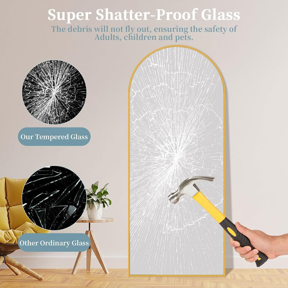 56"x15" Arched Full Length Mirror with Stand,Full Body Floor Mirror