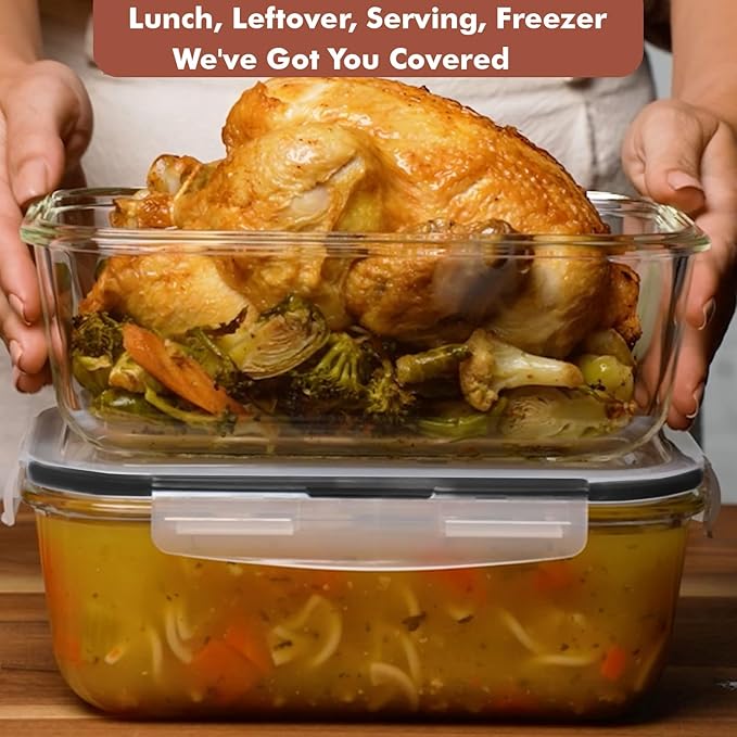 Razab 4 PC 1860ml / 63 Oz / 8 Cups Large Glass Food Storage Containers
