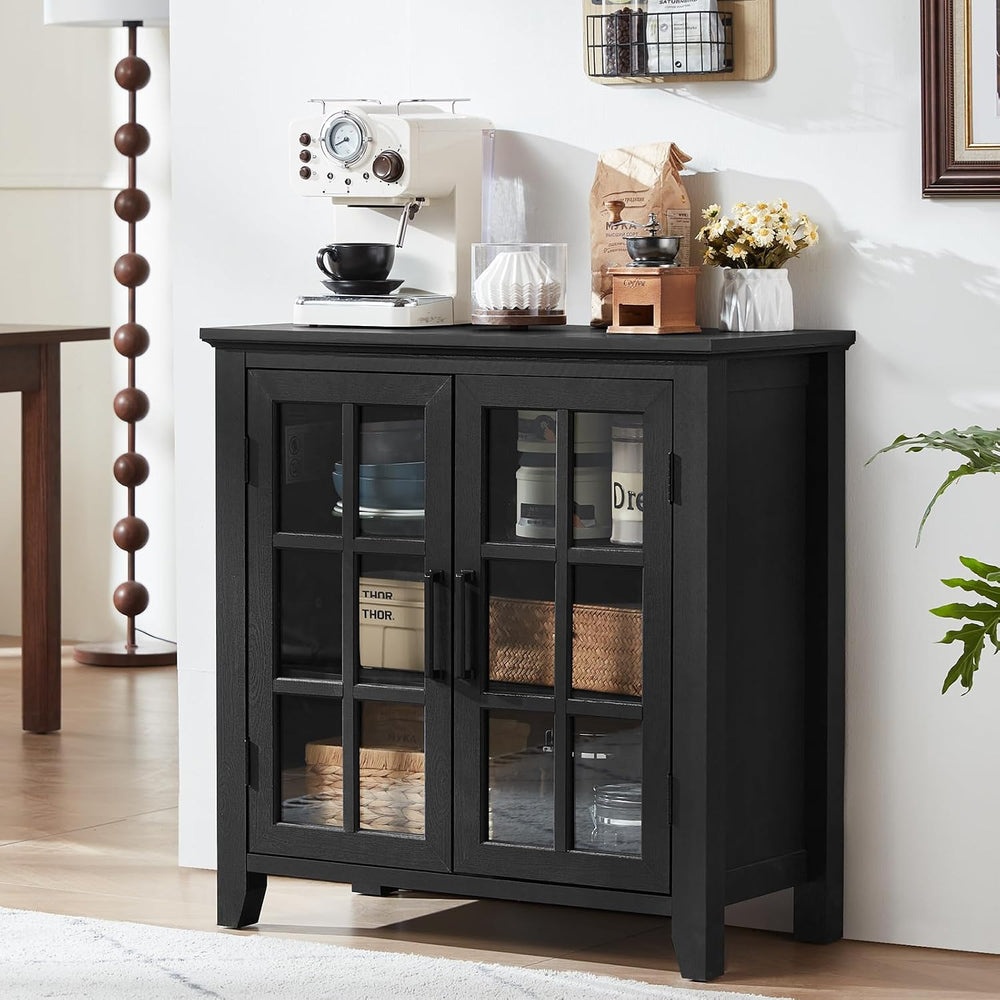 Joaxswe Large Sideboard Buffet Cabinet with Storage, 32" Black Farmhouse...