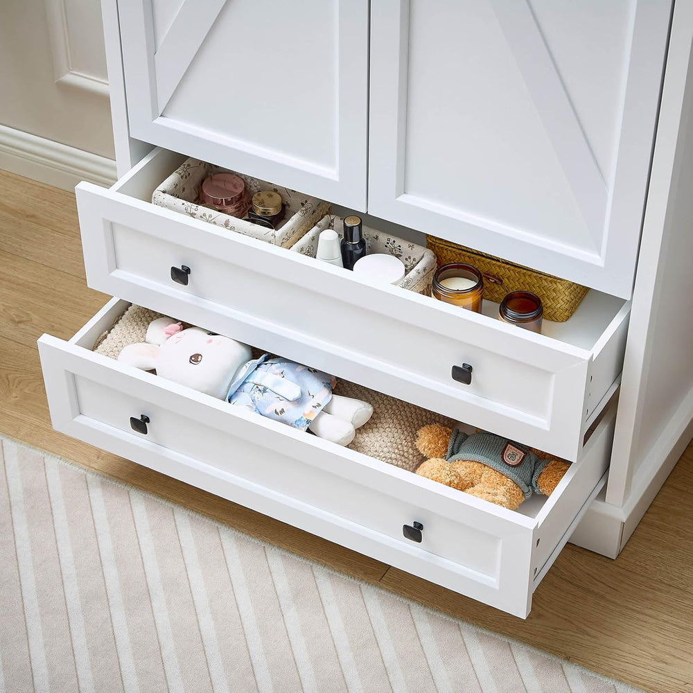 SOOWERY Farmhouse Dresser for Bedroom, Tall Chest of Drawers, White