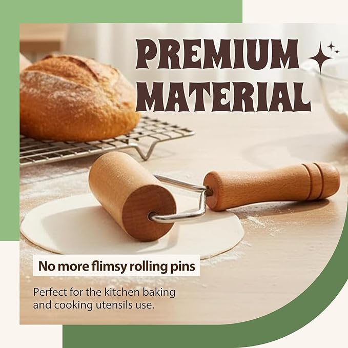 Small Wooden Rolling Pin for Baking, 7 Inch Mini Dough Roller, Non Stick Pizza - Image 4