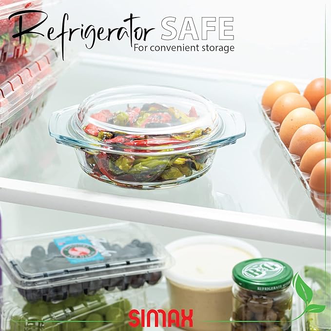 Simax Casserole Dish Set with Lid, Round Glass Cookware, Borosilicate Glass - Image 6
