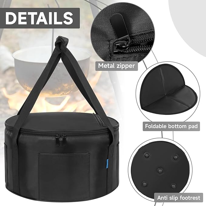 Dutch Oven Bag for 14 Inch, Durable Camp Dutch Oven Storage Bag, Carry Bag - Image 2