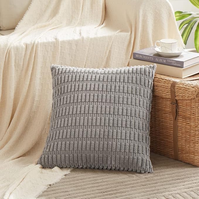 Fancy Homi 4 Packs Grey Decorative Throw Pillow Covers 22x22 Inch - Image 2