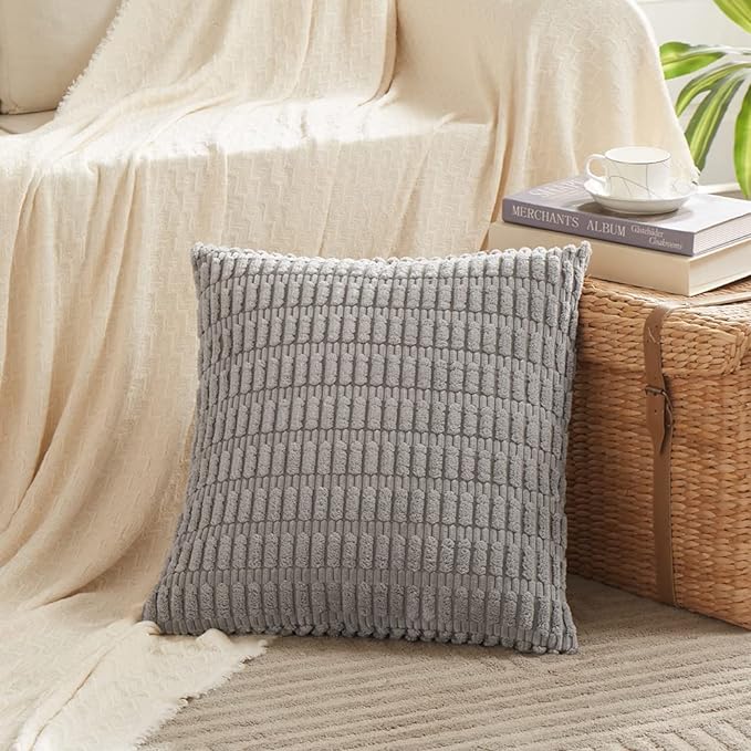 Fancy Homi 4 Packs Grey Decorative Throw Pillow Covers 18x18 Inch - Image 2