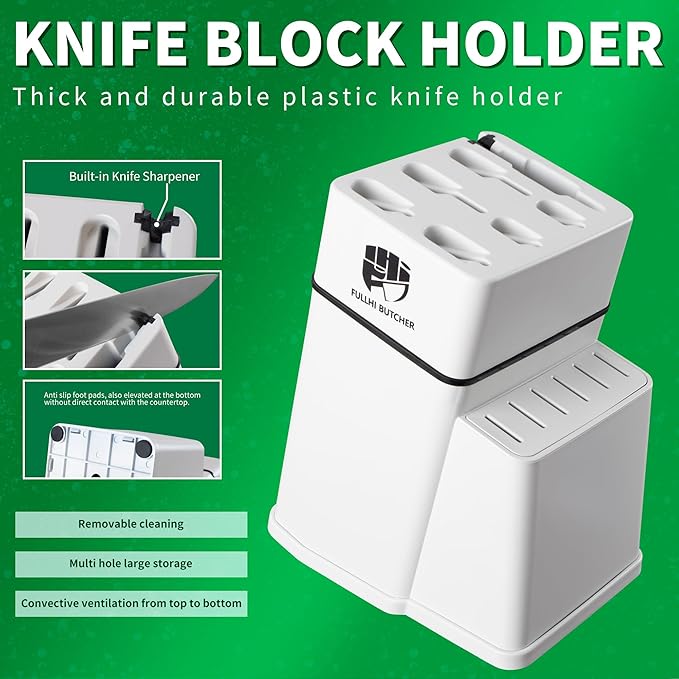 FULLHI 14pcs Block Knife Set, Chef's Knife Steak Knives Set - Image 5