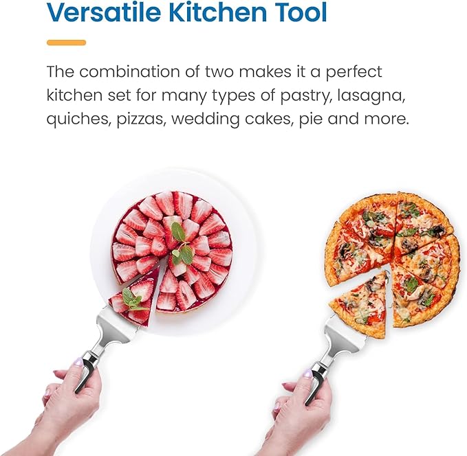 Pie Server Spatula and Cake Cutter Slicer, Stainless Steel Set - Image 3