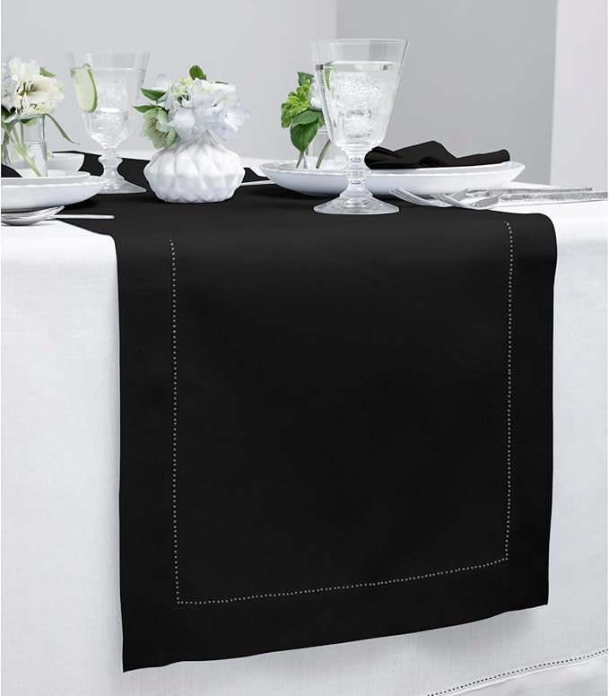 Solino Home Linen Black Table Runner 132 Inches Long - 100% Pure Linen Extra ...