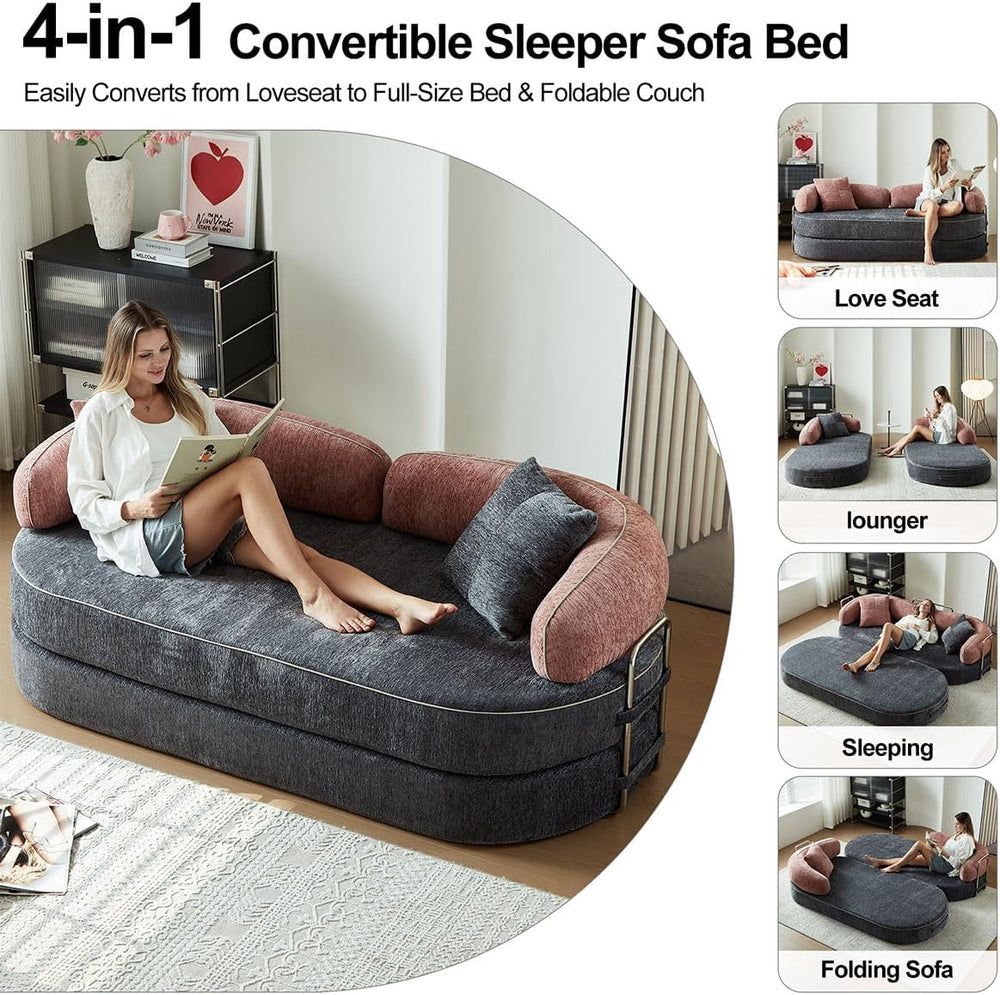 79" Queen Sleeper Sofa Bed, No Assembly Convertible Pull Out Futon Couch