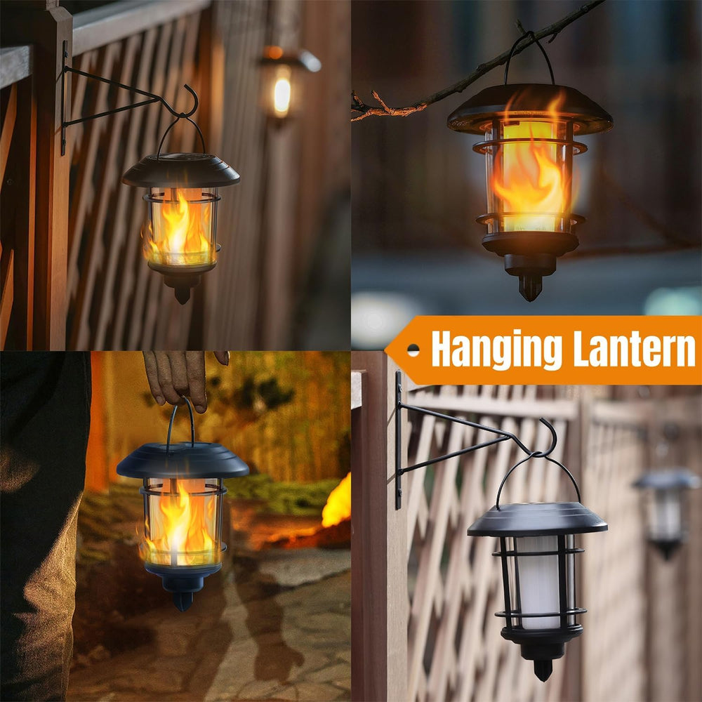 Dynaming 6 Pack Solar Flame Torch Lights Outdoor, Halloween Dual Use Flickeri...