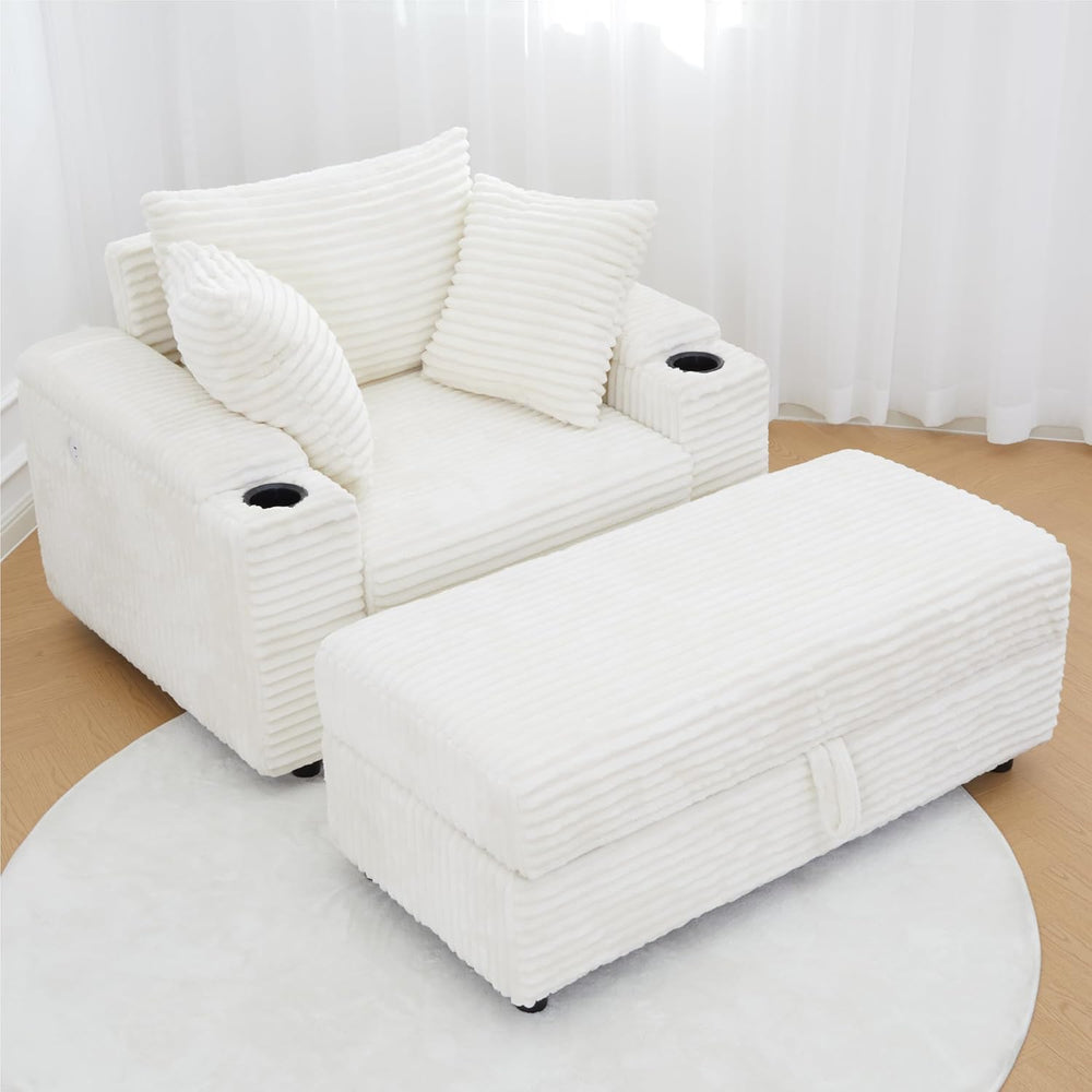 LIKIMIO Oversized Chaise Lounge Chair Indoor,Sturdy Solid Wood Frame