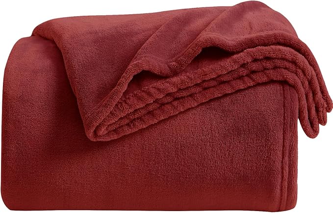 KMUSET Fleece Blanket Twin Size Burgundy Lightweight Super Soft Cozy Fuzzy Bed by COZYBLANKETHappyHomeLife