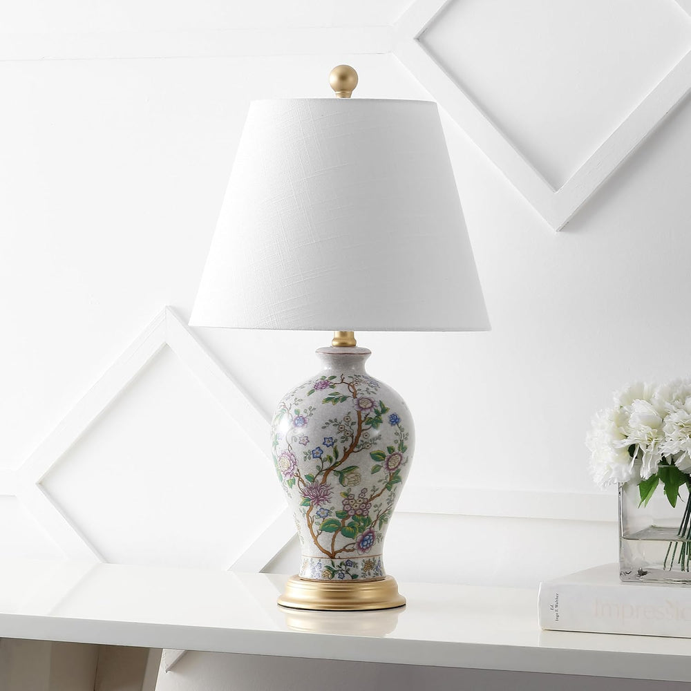 JONATHAN Y Grace 24" French Country Floral Urn Ceramic Lamp, Multi-Colored