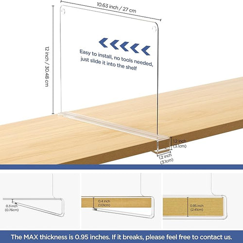 8 Pack 12 Inches Clear Shelf Dividers - Image 2