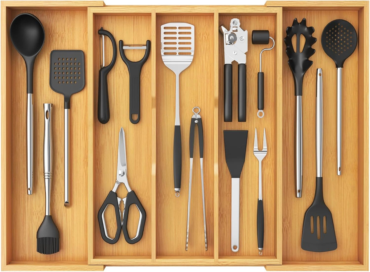 Lifewit Utensil Organizer for Kitchen Drawer, Expandable Cooking Utensil Tray