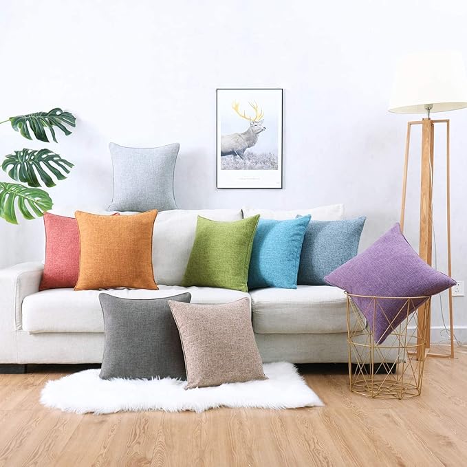 HPUK Linen Throw Pillow Covers Pack of 2, 20x20 Inch Accent Cushion Covers - Image 8