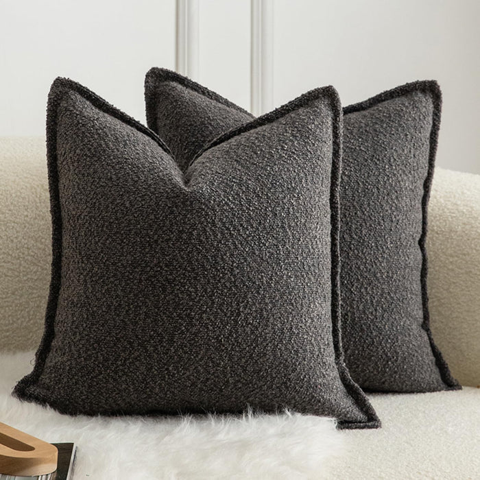MANDIOO Pack of 2 Decorative Throw Pillow Covers Accent Solid Woven Textured Cushion Covers Pillow Cases Bedroom Living Room Sofa Home 26 x 26 Inch Dark Gray