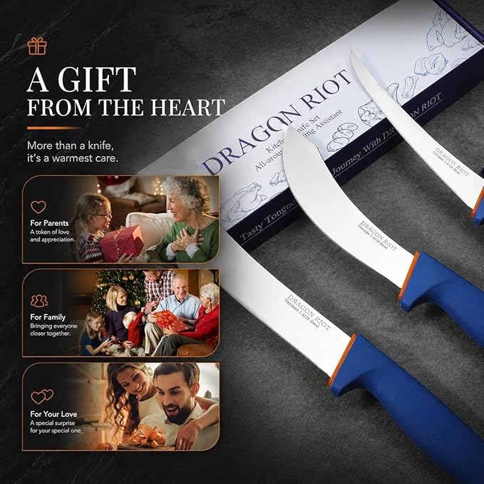 DRAGON RIOT 3 Pcs Butcher Knife Set, Stainless Steel Boning & Carving Knives - Image 7
