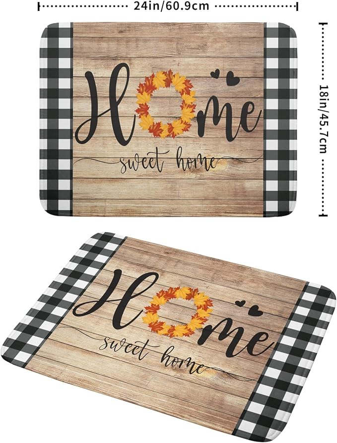 Giwawa Home Sweet Home Dish Drying Mat 18x24 Inch Fall Autumn Maple Leaf Wreath - Image 2