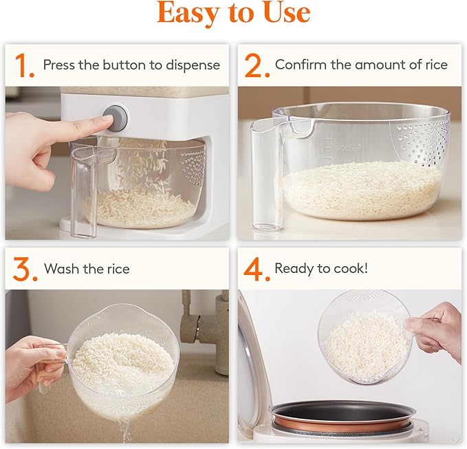 Lifewit 2 Pack Rice Dispenser 25 Lbs, Rice Storage Container Sealed Moisture - Image 8