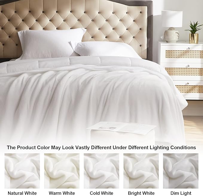 KMUSET Fleece Blanket Throw Size White Lightweight Super Soft Cozy Luxury Bed - Image 6