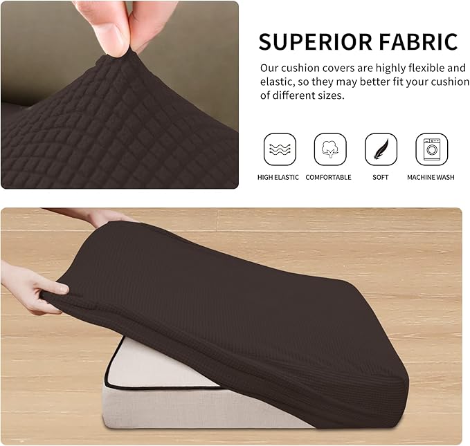 Easy-Going Stretch 4 Pieces Couch Cushion Covers - Image 4