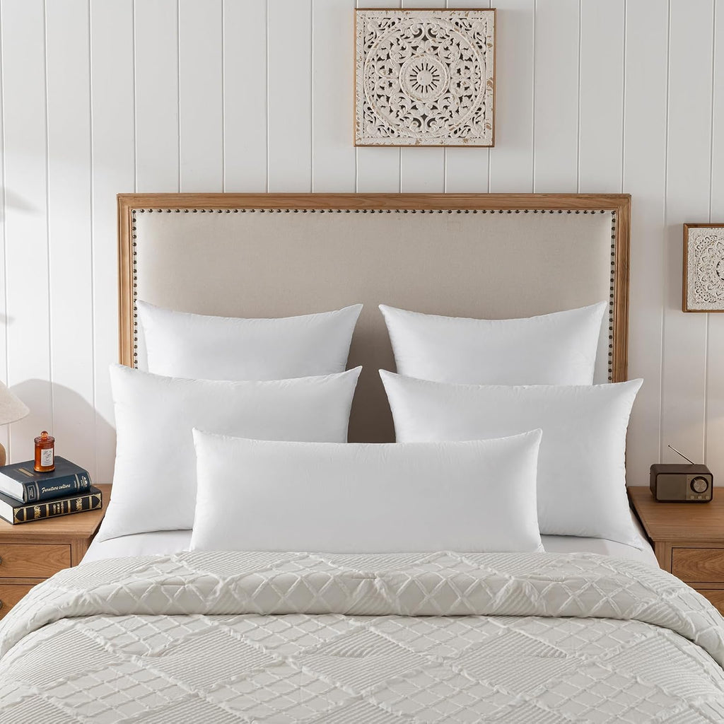 basic home 28x28 Euro Throw Pillow Insert-Down Feather Pillow Insert-Cotton Fabric-White-1 Piece