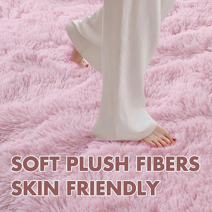 4x6 Ft Pink Rugs for Bedroom Girls, Shag Fluffy Area Rug for Living Room - Image 4