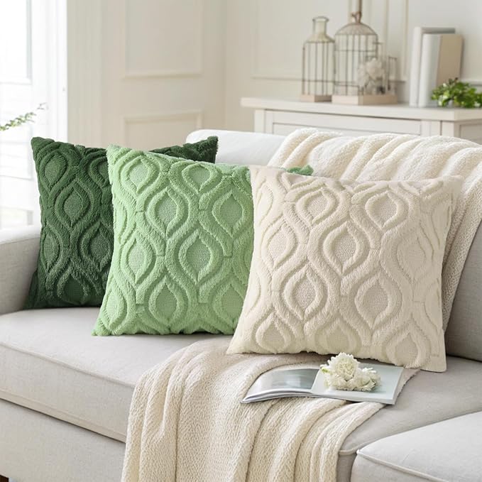 decorUhome Throw Pillow Covers 16x16 Inch Set of 2, Soft Plush Faux Wool Forest - Image 4