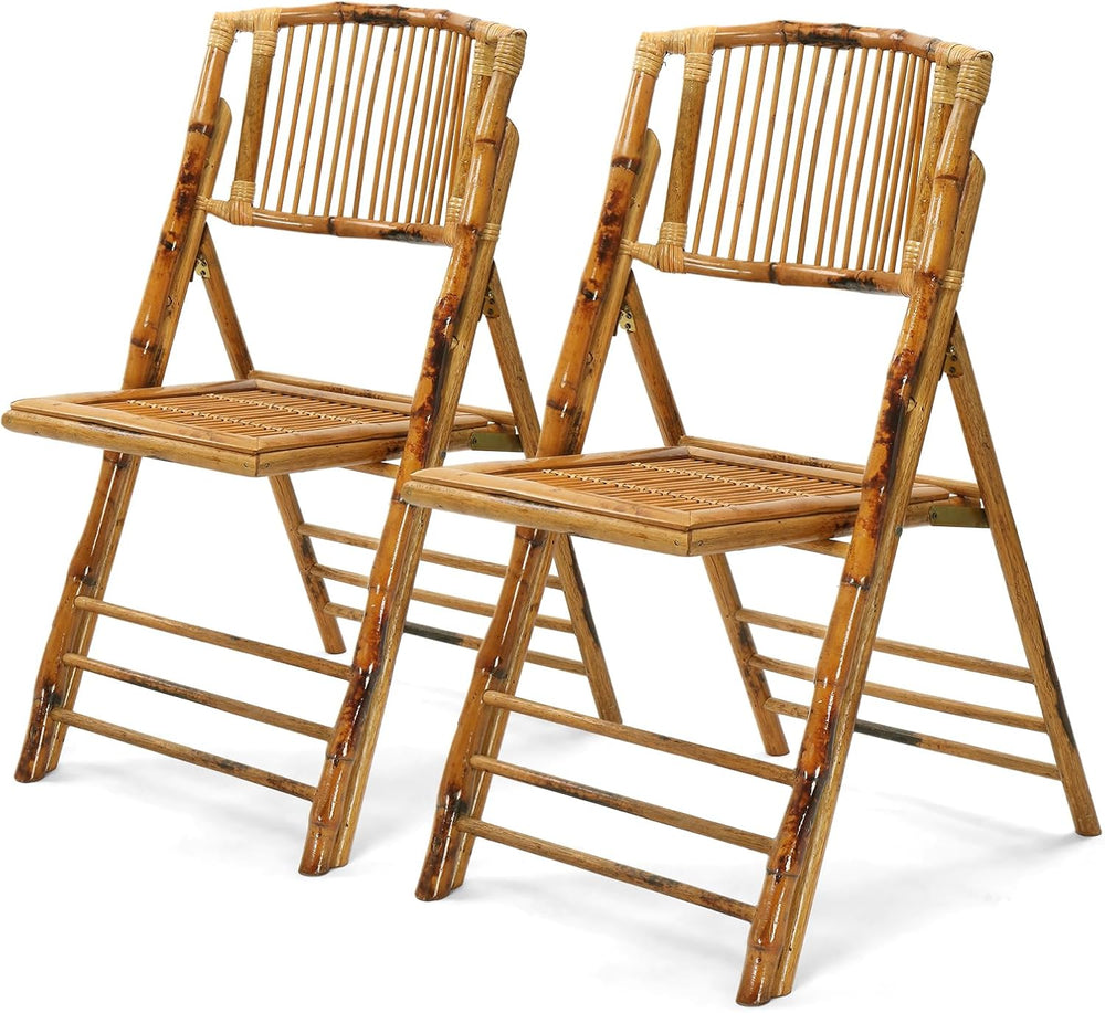 VINGLI Bamboo Folding Chair, Foldable Dining Wood Chairs Comfortable Seat for...