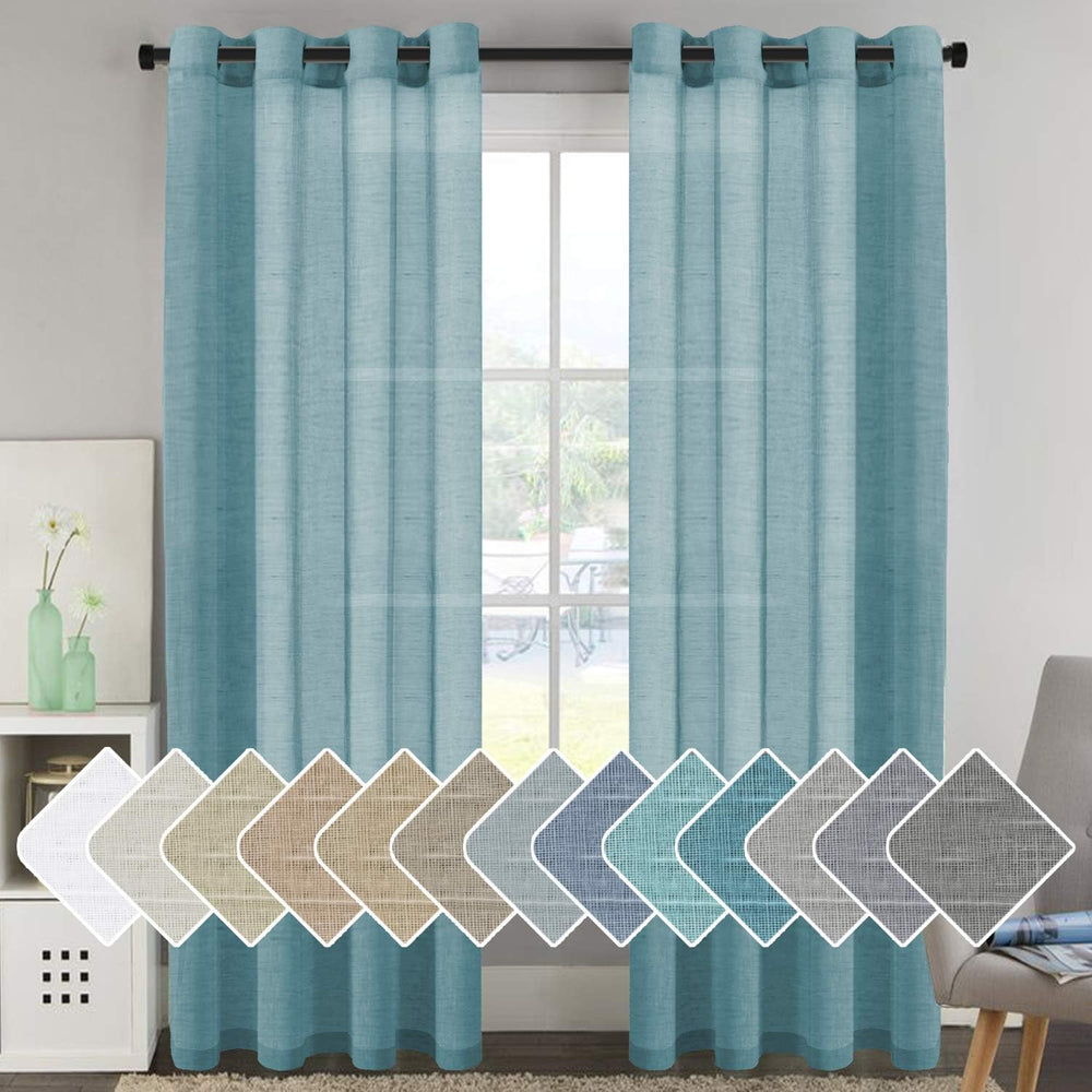 Elegant Natural Linen Curtain Panels Energy Efficient Semi - Sheers Linen Cur...