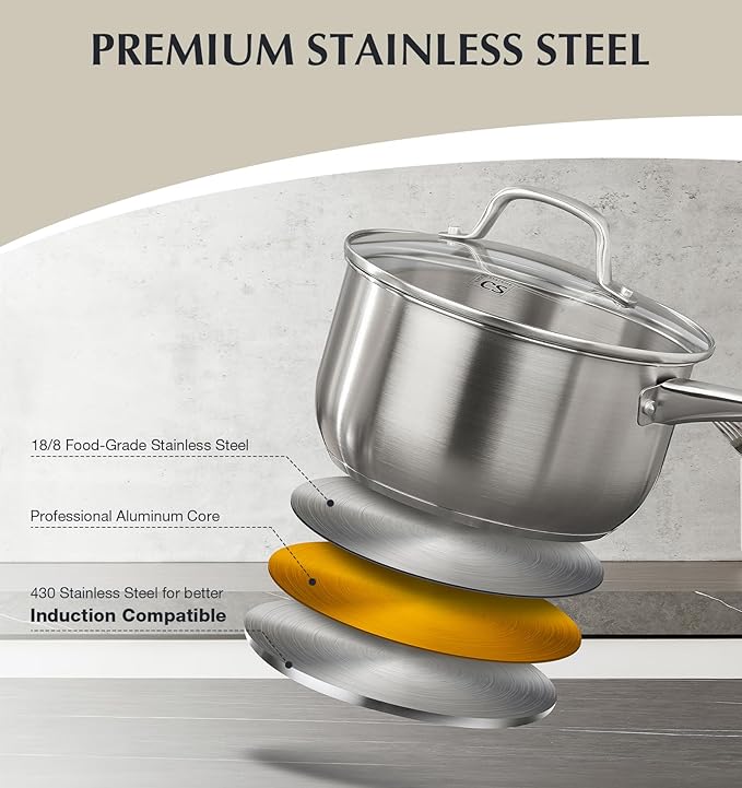 KOCH SYSTEME CS Stainless Steel Cookware Set 10 Piece, 18/10 Stainless Steel - Image 2