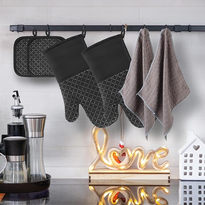 Philorn Oven Mitts and Pot Holders 6pcs, Kitchen Oven Glove High Heat Resistant - Image 7
