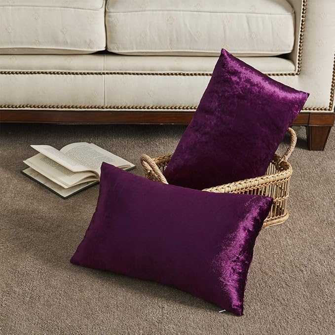 GIGIZAZA Purple 12x20 Lumbar Velvet Decorative Throw Pillow Covers - Image 6