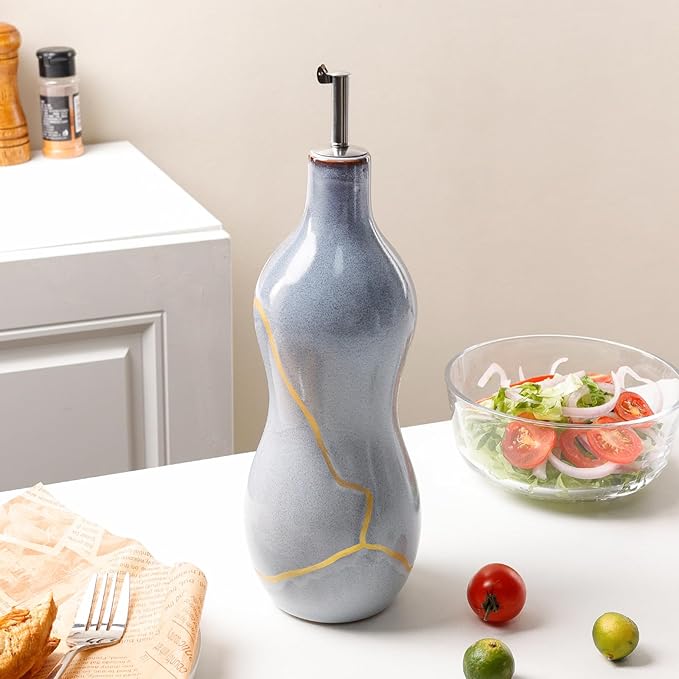 BosilunLife Ceramic Olive Oil Dispenser Bottle, 14 Oz Oil Cruet - Image 7