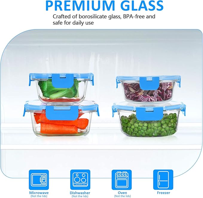 KOMUEE 24 Pieces Glass Food Storage Containers Set, Glass Meal Prep Containers - Image 3