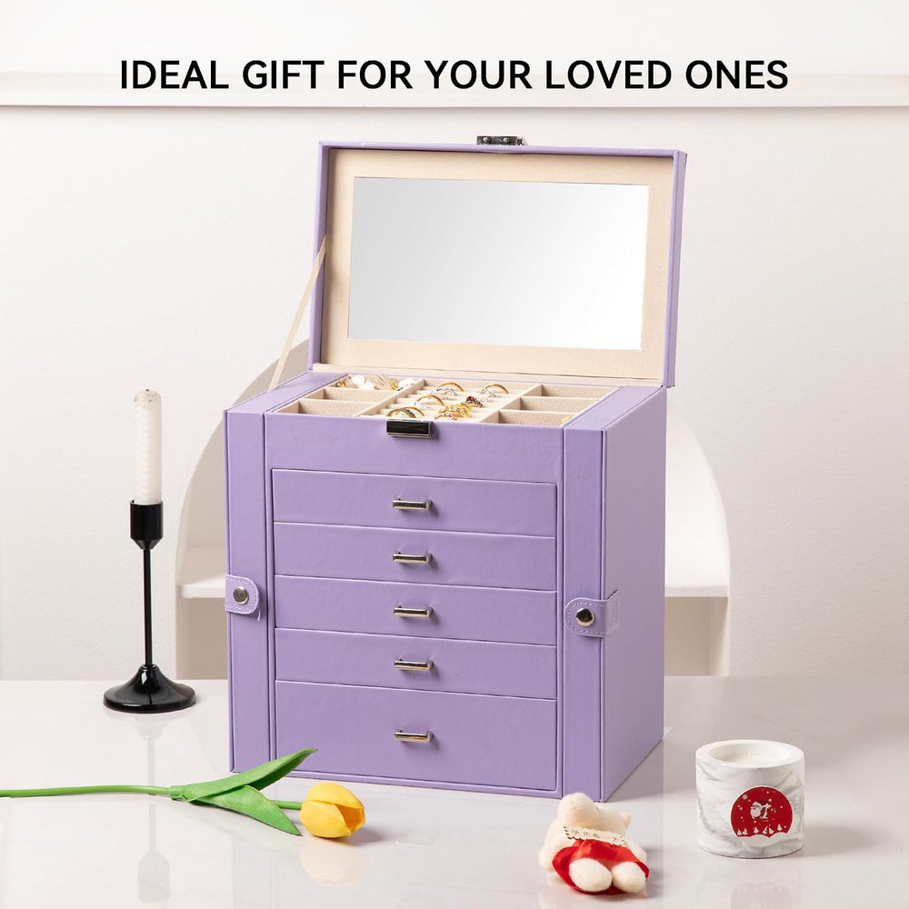 Frebeauty 6-Layer Jewelry Box for Women,Large Jewelry Organizer with Drawer