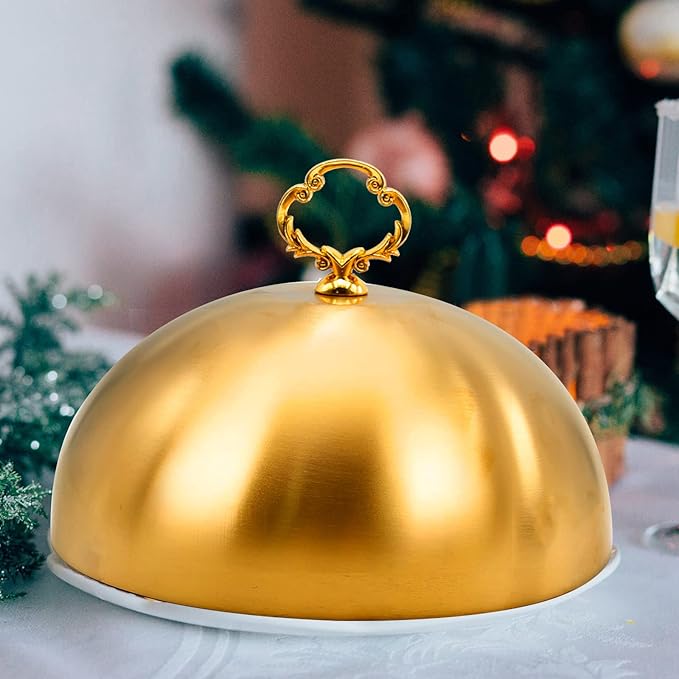 Gold Stainless Steel Food Dome Cover Food Protecting Dome Cover Serving Plate - Image 4