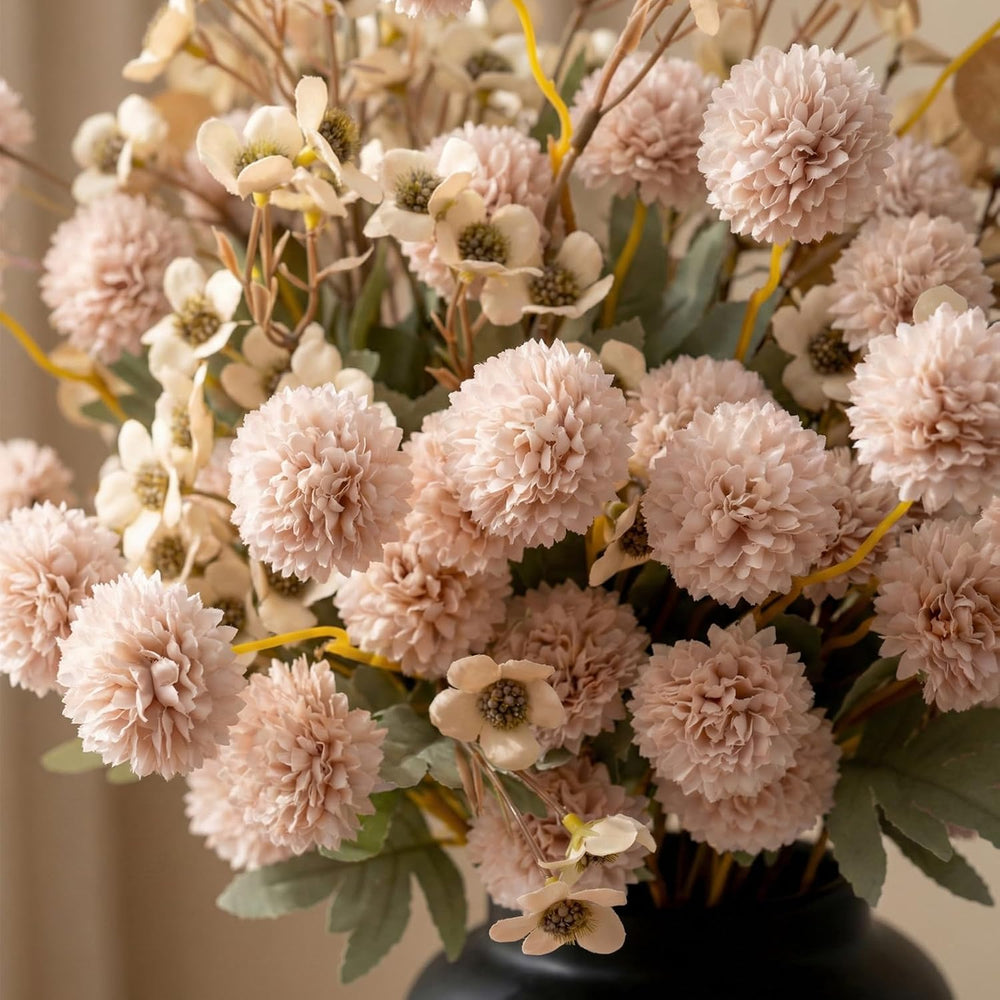 22Pcs Faux Kiku Flowers for Vase, Beige Artificial Flower Arrangements, Long ...