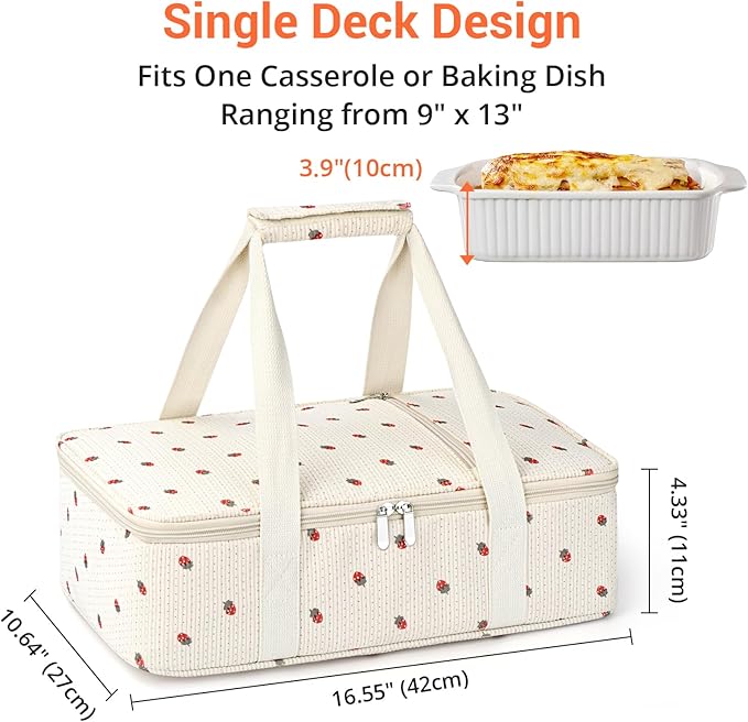 Insulated Casserole Carrier for Hot or Cold Food, Pie Carrier Bag Lunch Bag - Image 2