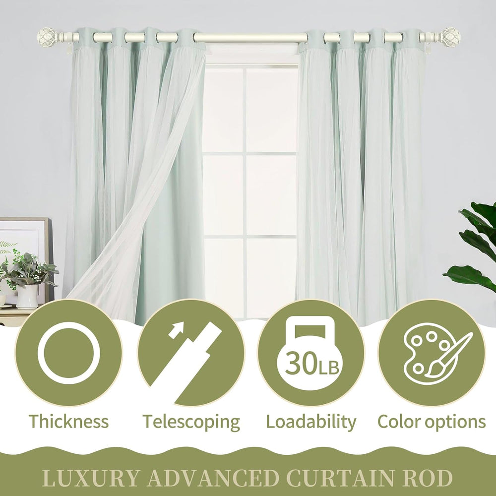 Farmhouse Curtain Rod Adjust 36-88",Heavy Duty Boho,Antique White