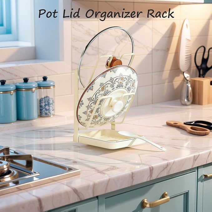Kitchen Pot Lid Storage Rack, Stainless Steel Pot Lid Holder While Cooking - Image 4