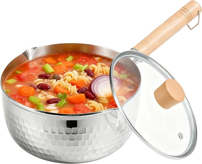 2 Quart Sauce Pan with Lid, Stainless Steel Saucepan with Dual Pour Spouts by Unknown