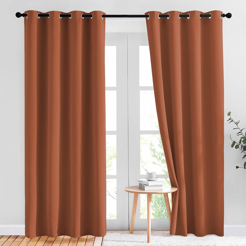NICETOWN Burnt Orange Curtains for Windows 84 Inch Long, 2 Panels, W52xL84