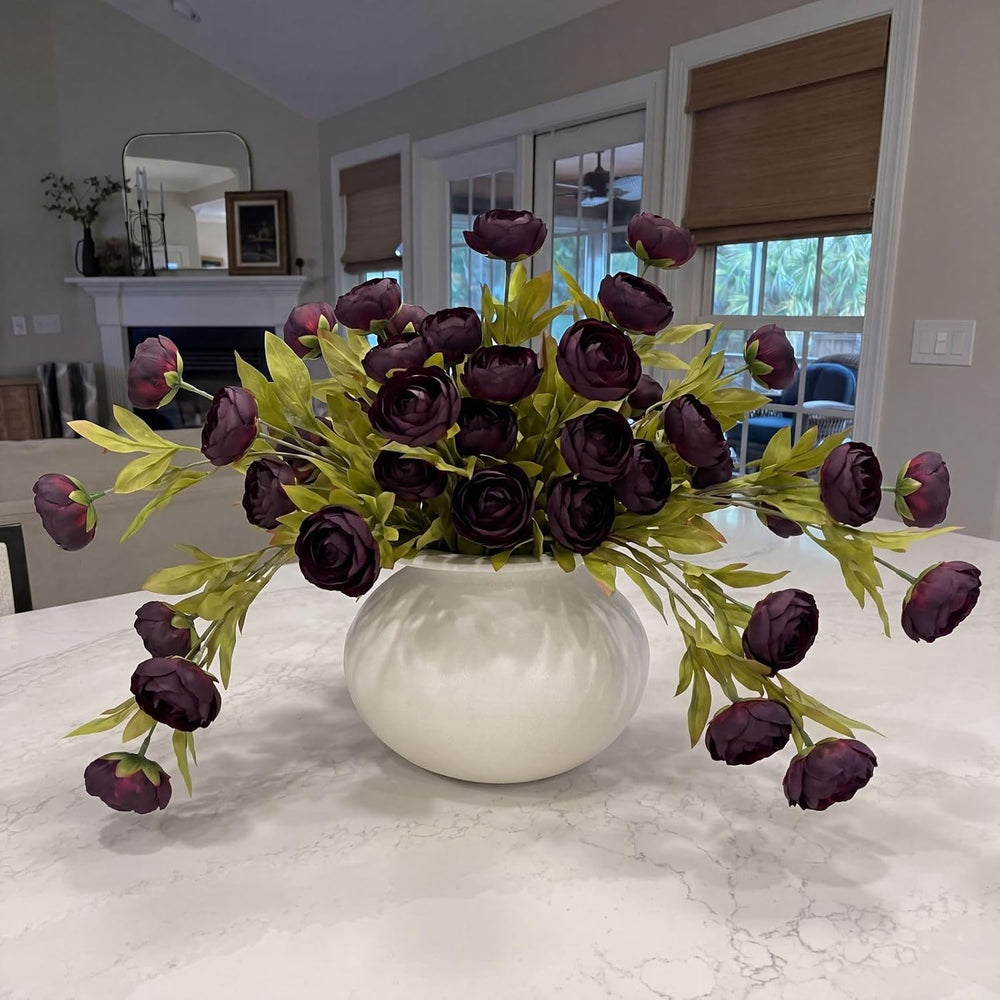 8 Pcs Artificial Silk Ranunculus Flower Long Stems, Black