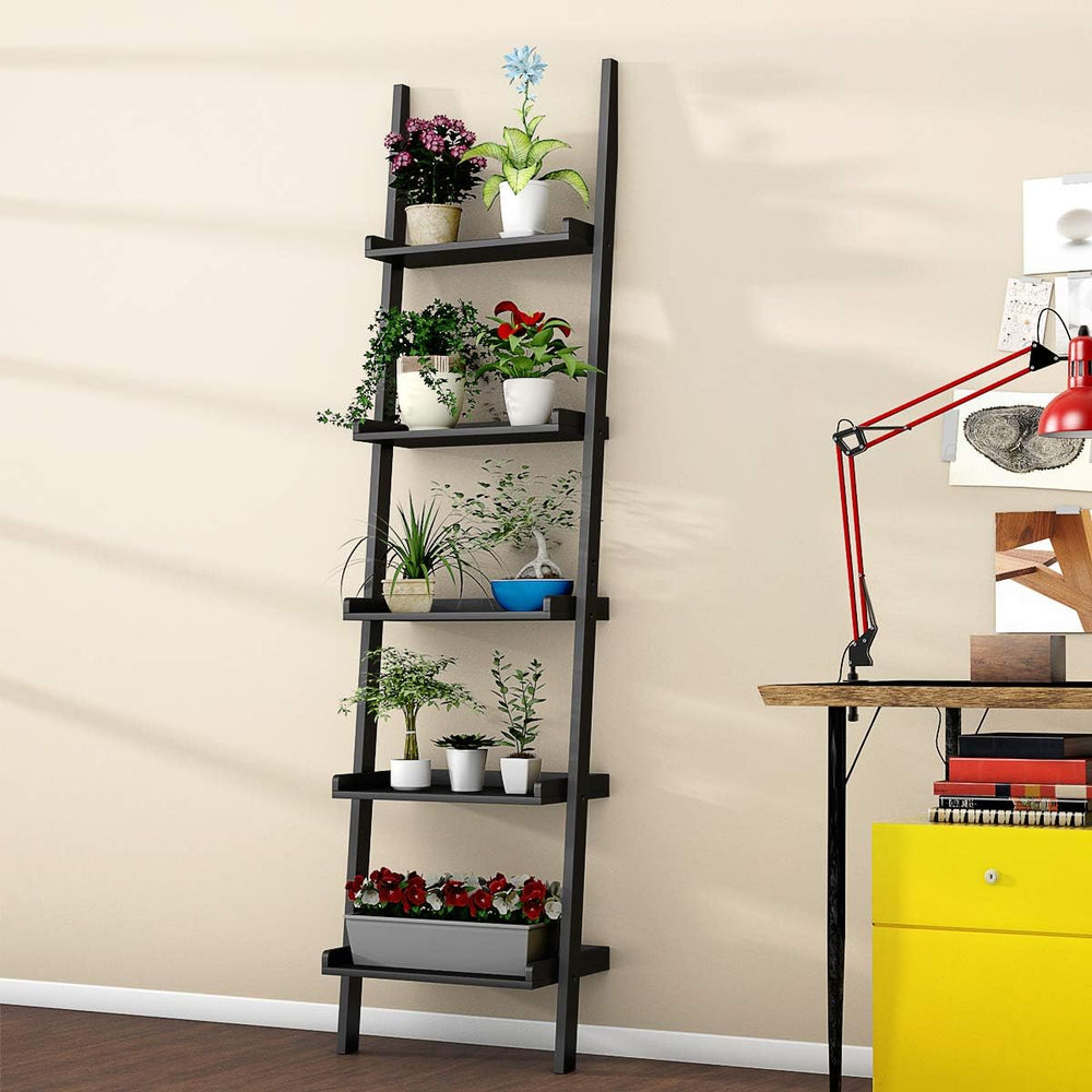 Tangkula Ladder Shelf, 5-Tier Multifunctional Modern Wood Plant Flower Book D...